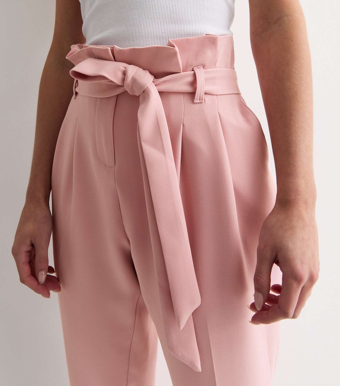 Petite Pale Pink Paperbag Trousers Image 2