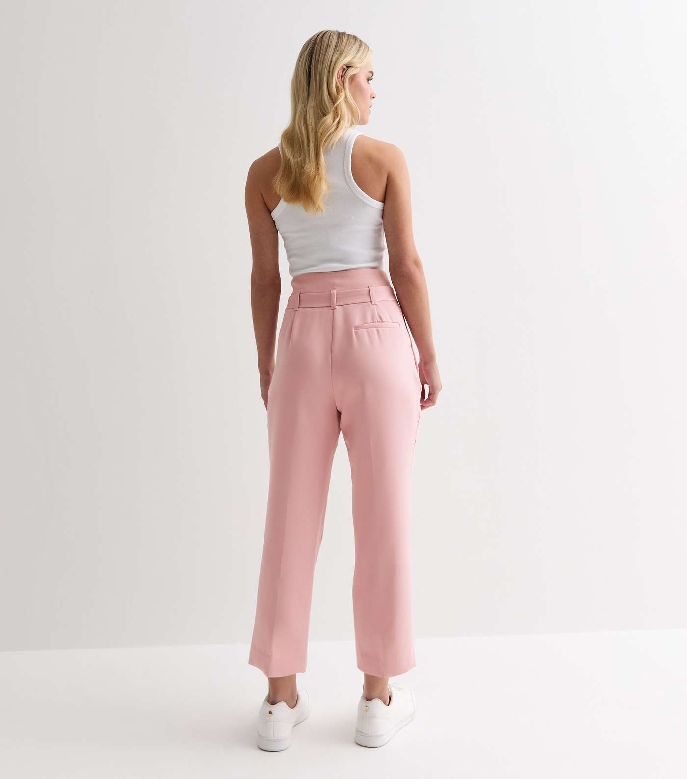Petite Pale Pink Paperbag Trousers Image 4