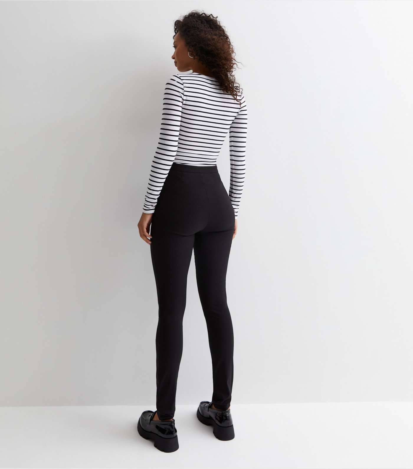 Tall Black High Waist Double Zip Slim Leg Trousers Image 4