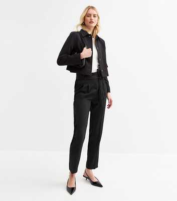 Black High Waist Paperbag Trousers