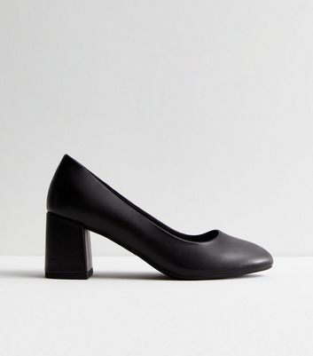 Black leather court shoes sale online