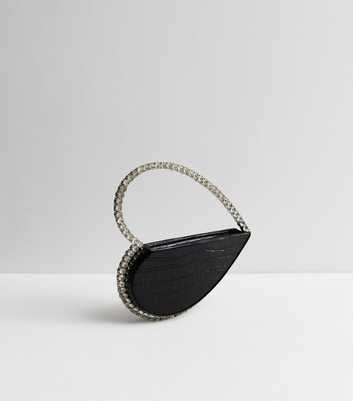 Public Desire Black Mini Diamanté Heart Bag