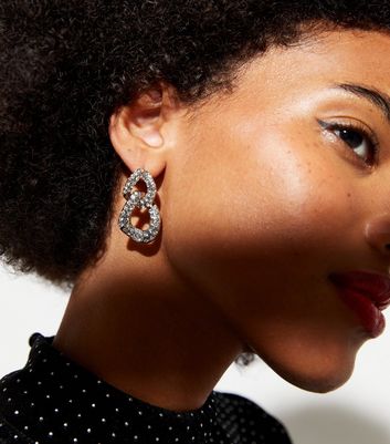 Stud earrings with chain on sale drop