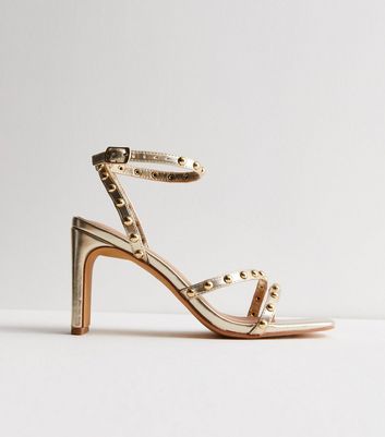 Gold embellished 2024 block heels