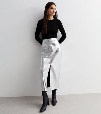 Silver discount skirt leather