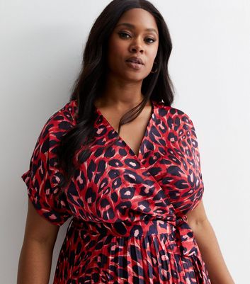 Plus size red discount leopard print dress