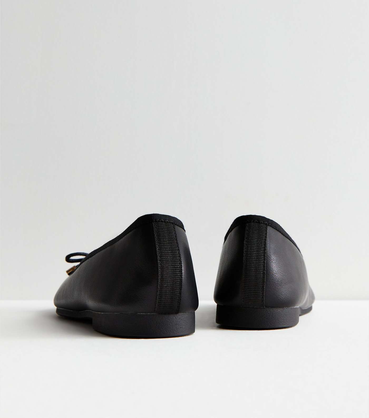 Black Leather-Look Bow Ballet Pumps Image 4