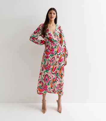 Gini London Multicoloured Floral Wrap Midi Dress