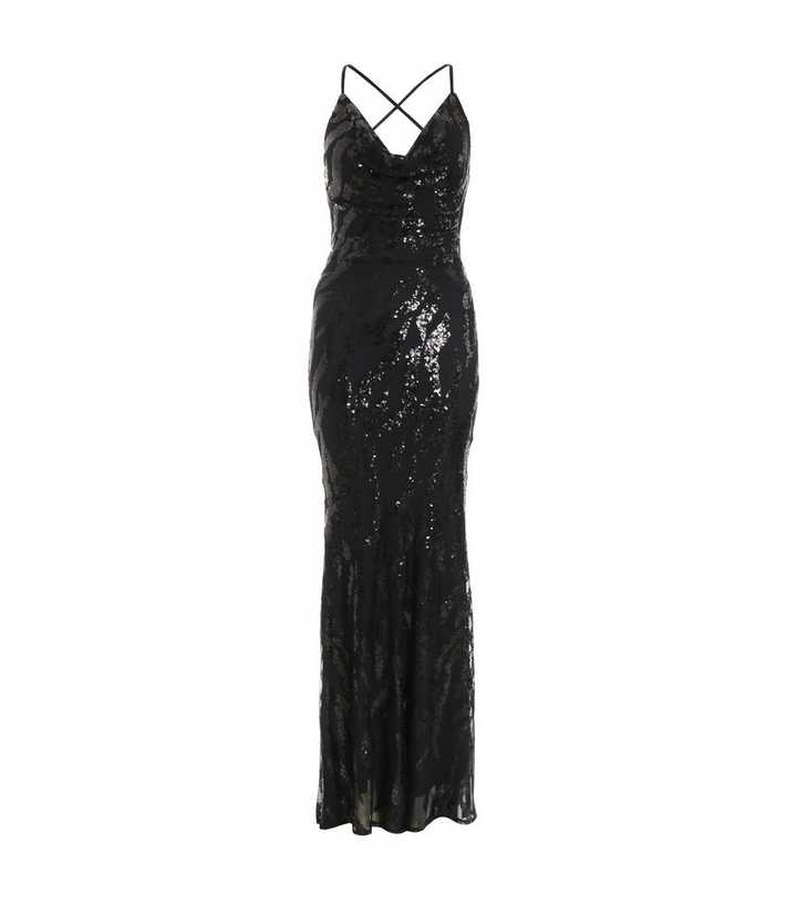 quiz black sequin maxi dress