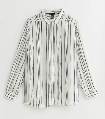 Curves Off White Stripe Long Sleeve Shirt New Look