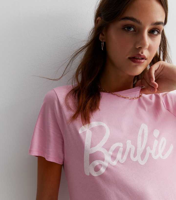 Pale Pink Cotton Barbie Logo T-Shirt