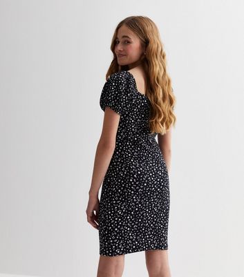 Black ditsy floral dress deals