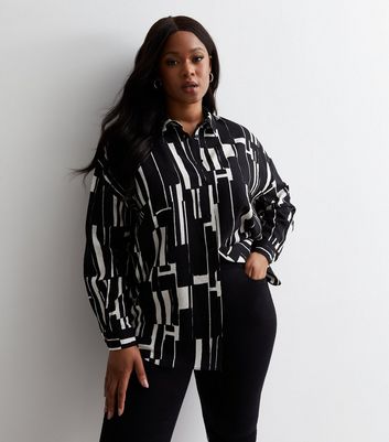 Abstract Print Longline Blouse