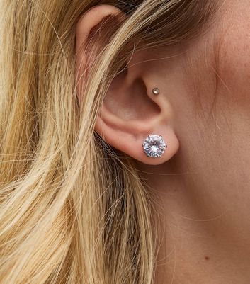 Silver Plated Cubic Zirconia Stud Drop Earrings For Women | 925 Silver Plated Hypoallergenic