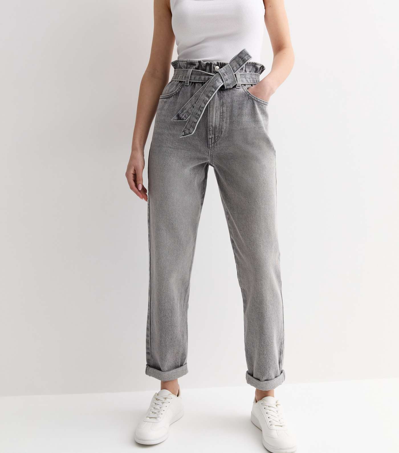Grey Dayna Paperbag Jeans Image 3