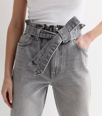 Grey Dayna Paperbag Jeans New Look