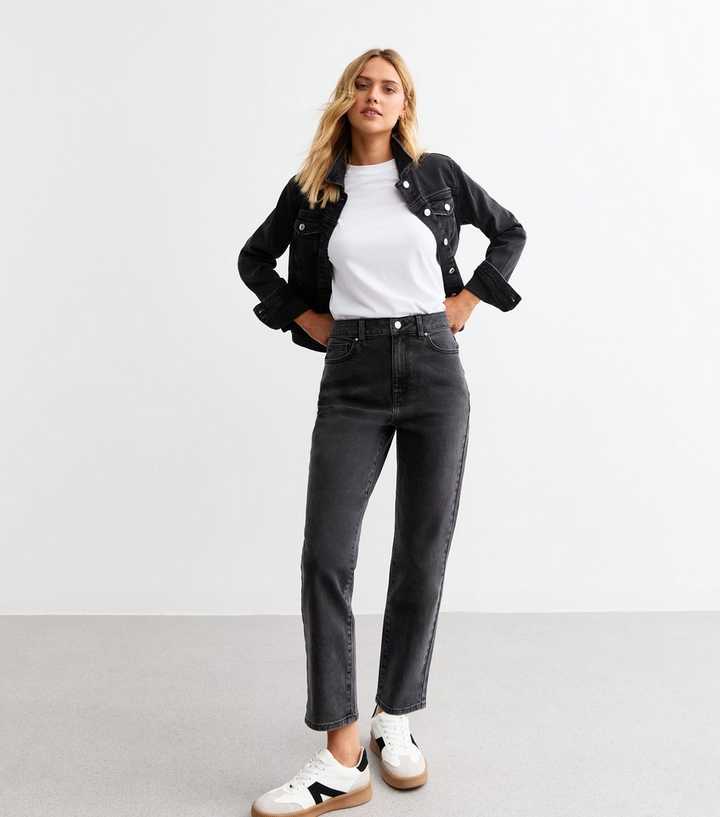 Washed Black Hannah Ankle Grazer Straight Leg Jeans