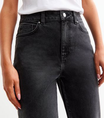 Washed Black Hannah Ankle Grazer Straight Leg Jeans New Look