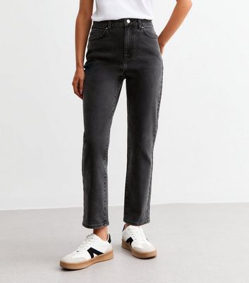 Washed Black Hannah Ankle Grazer Straight Leg Jeans