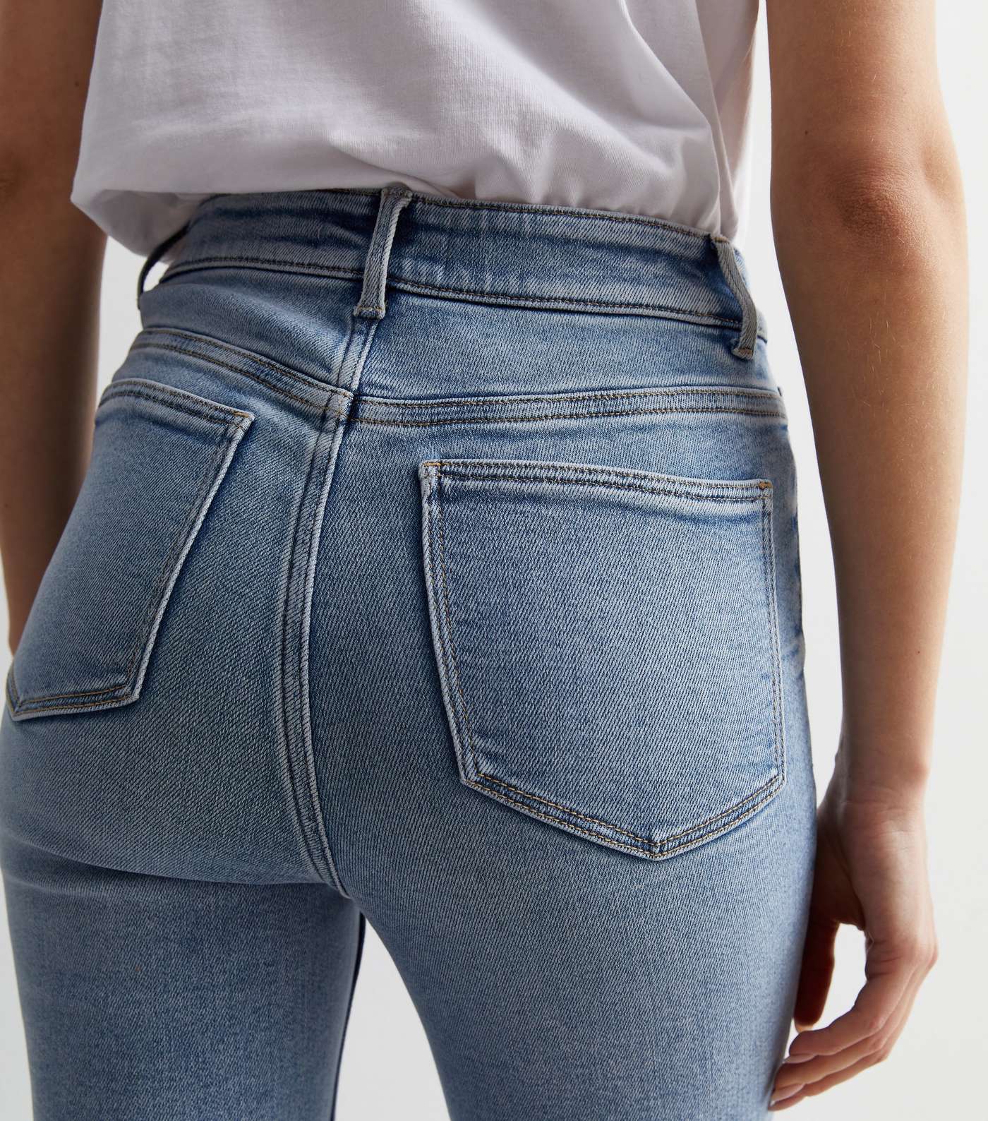 Pale Blue Ripped Knee Hallie Super Skinny Jeans Image 5