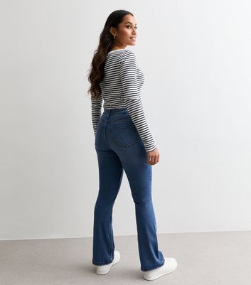 Petite Blue Waist Enhance Quinn Bootcut Jeans New Look