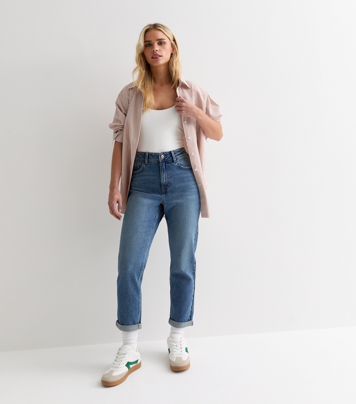 Women's Petite Teal Vintage Tint High Waist Tori Mom Jeans New Look