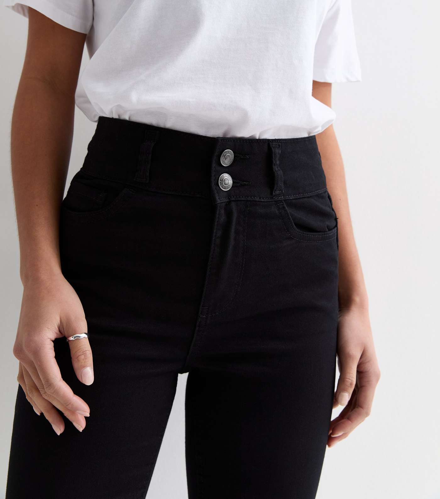 Petite Black Lift & Shape High Waist Yazmin Skinny Jeans Image 6