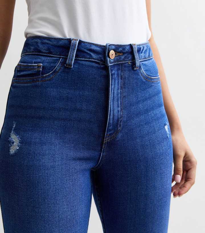 Blue Ripped High Waist Hallie Super Skinny Jeans