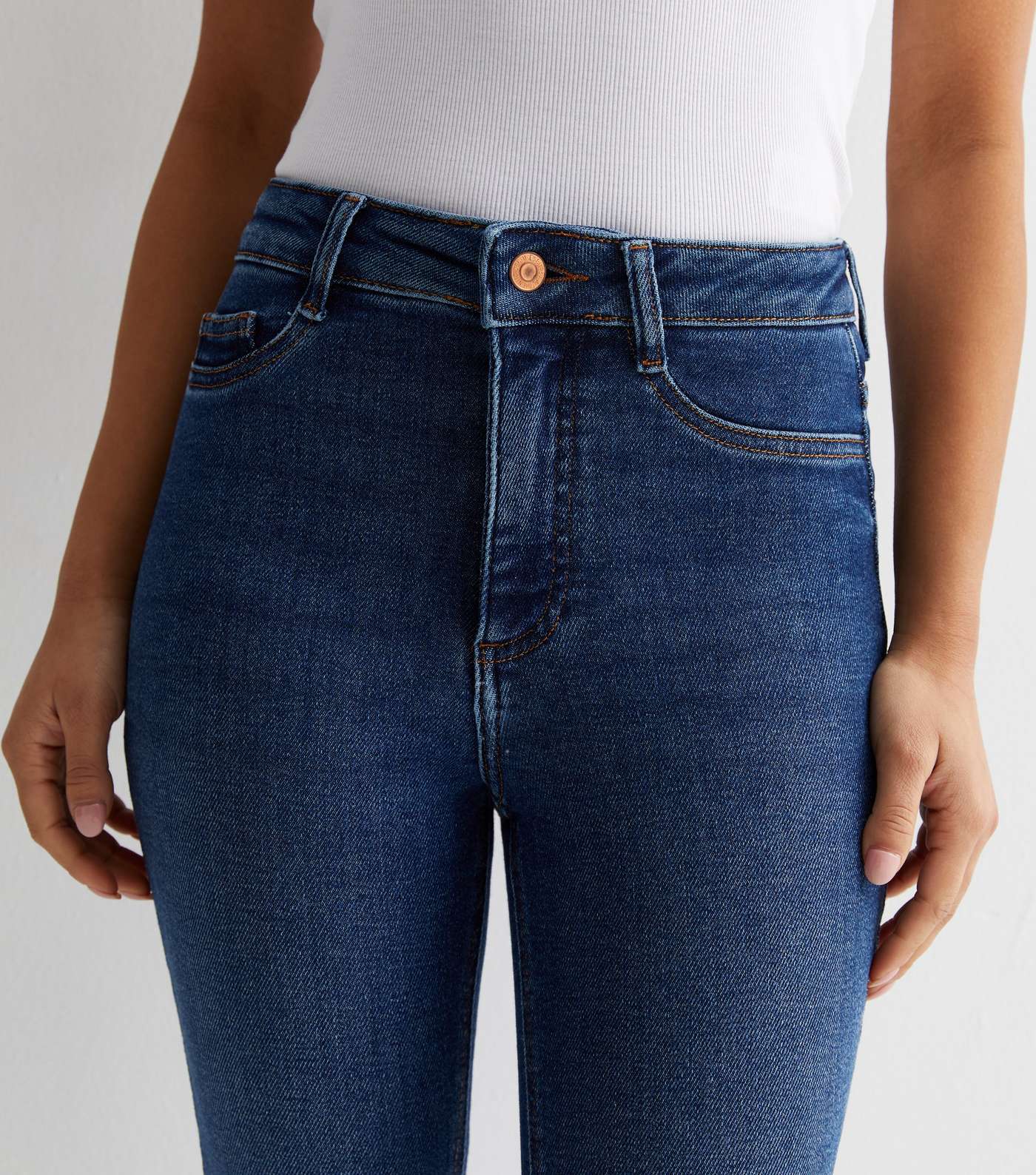 Petite Blue High Waist Hallie Super Skinny Jeans Image 4