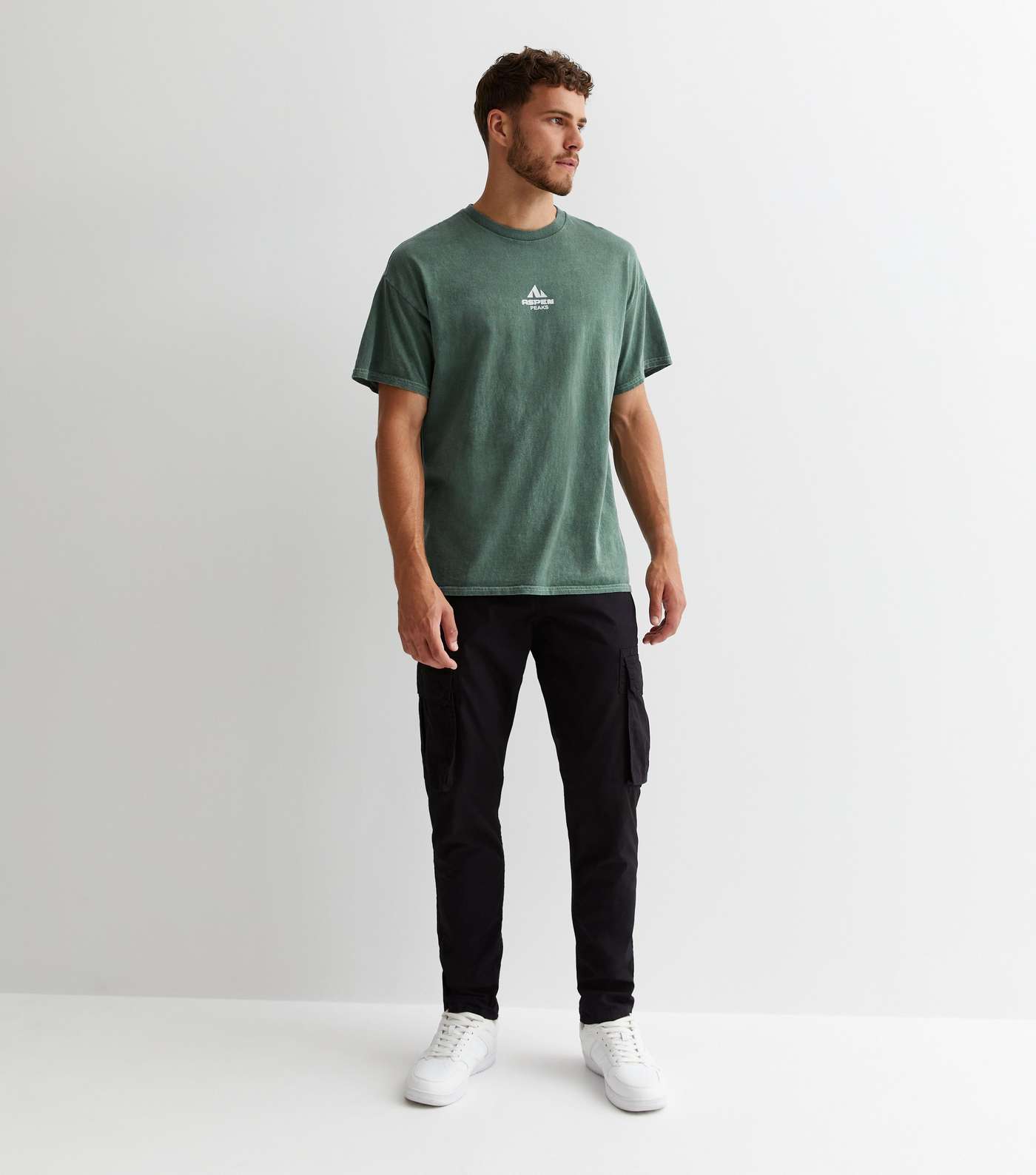 Dark Green Cotton Aspen Peaks Logo T-Shirt Image 4