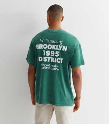 Green Brooklyn Print Relaxed Fit Cotton T-Shirt
