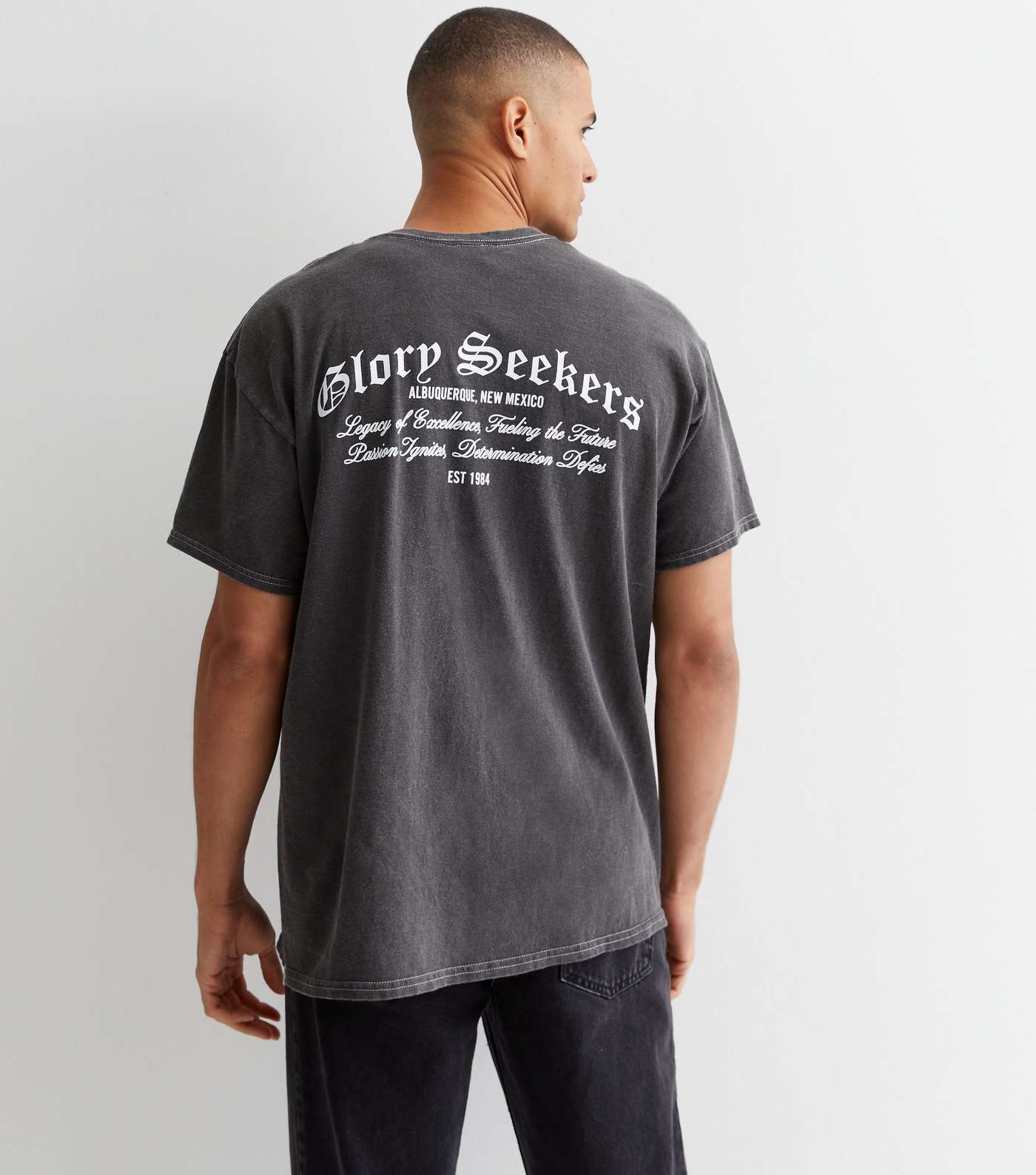 Dark Grey Cotton Glory Seekers Logo Relaxed Fit T-Shirt Image 4