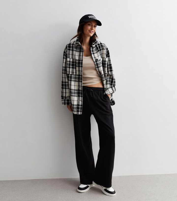 White Check Shacket New Look