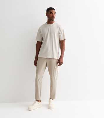 Stone Cotton Cargo Trousers