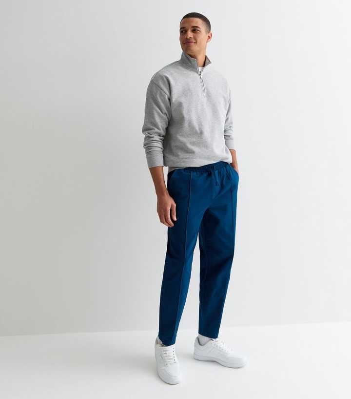 Navy Relaxed Smart Woven Pintuck Joggers