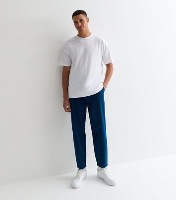 Navy Relaxed Smart Woven Pintuck Joggers New Look