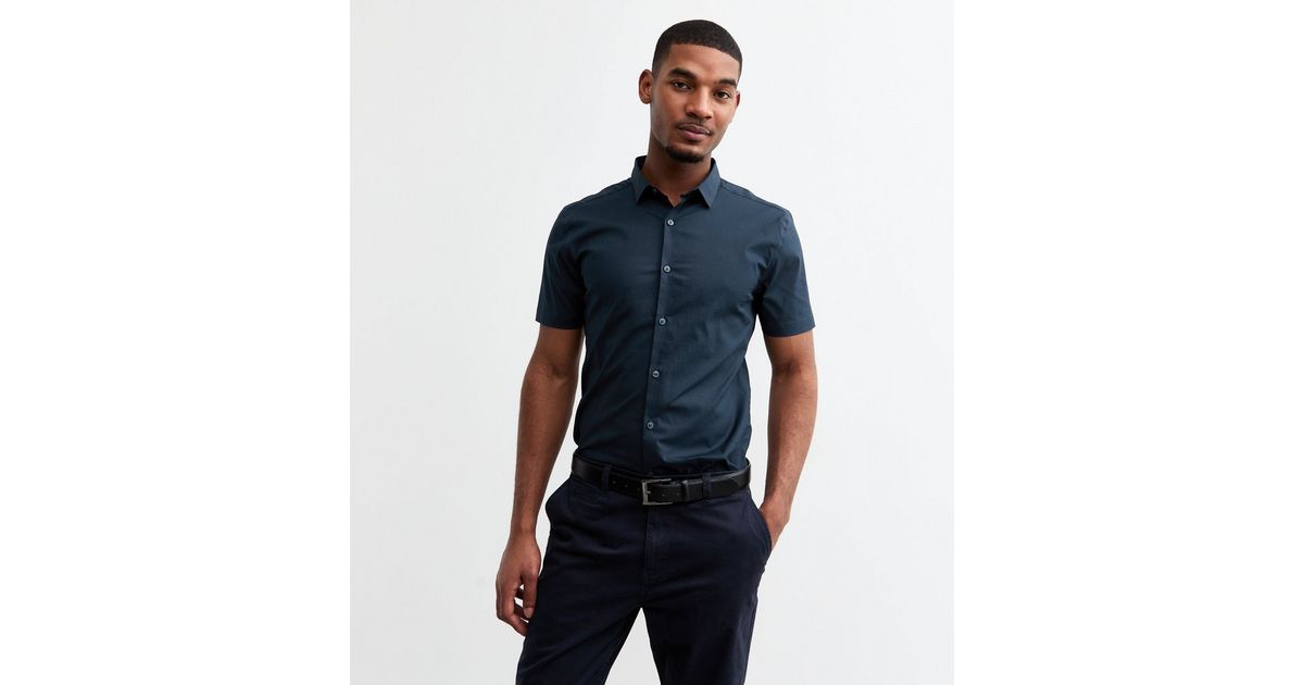 slim fit dress slacks Athletic Fit Dress Shirt in Mid Blue main image 0