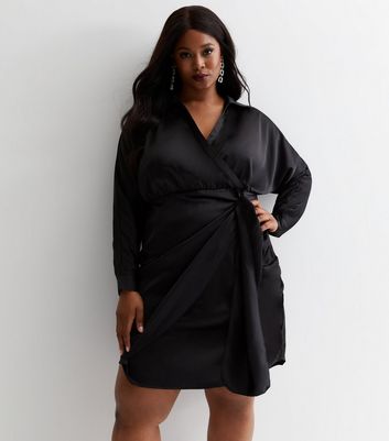 Black satin dress plus hot sale size