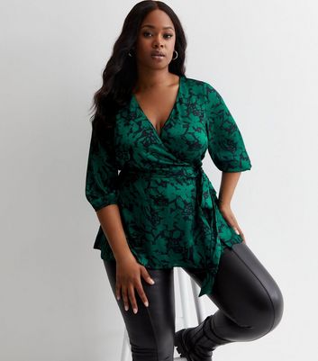 K-Design Print Crossover Collar Dress - Green - Ashanti Gold