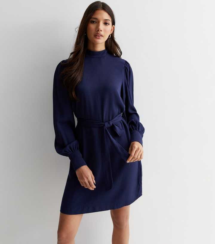 navy blue long sleeve short dress