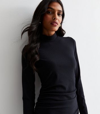 Black turtleneck bodycon midi clearance dress