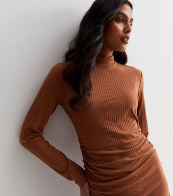 Rust ribbed outlet dress