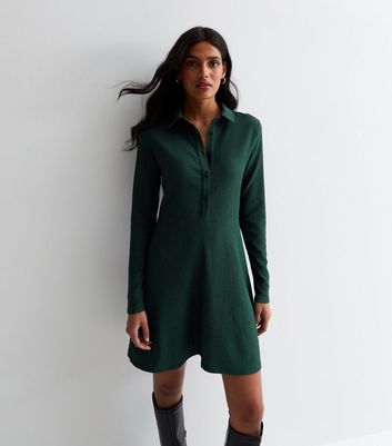 Dark Green Block Shirt Dress