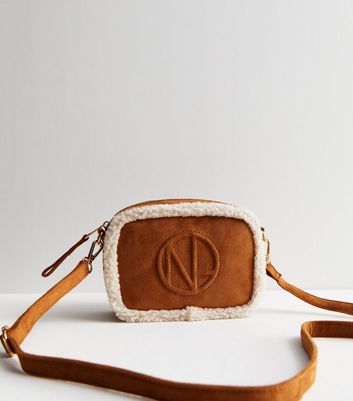 Tan Suedette Borg Piped Cross Body Bag New Look
