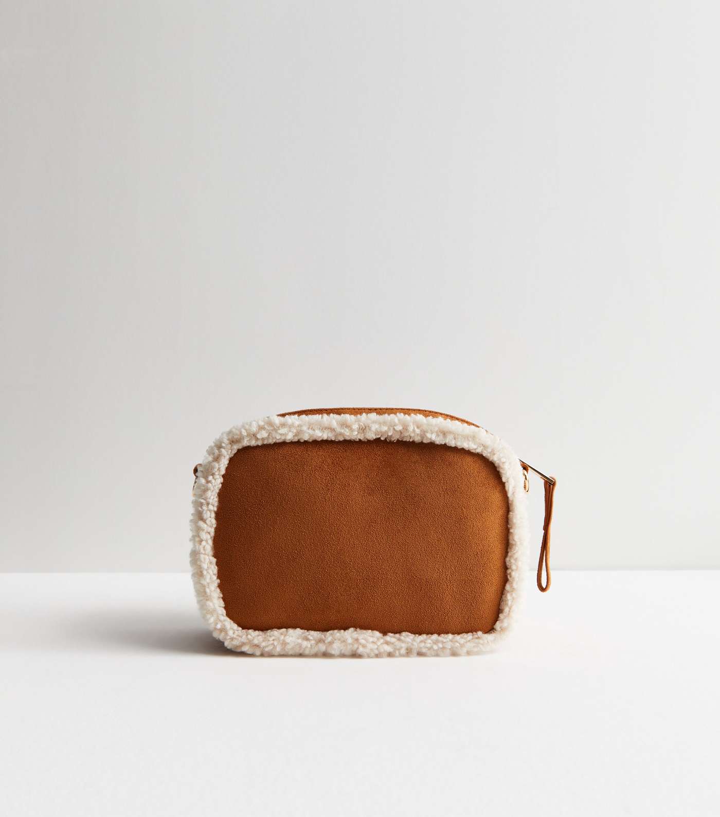 Tan Suedette Borg Piped Cross Body Bag Image 4