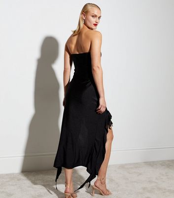 Black ruffle best sale hem dress