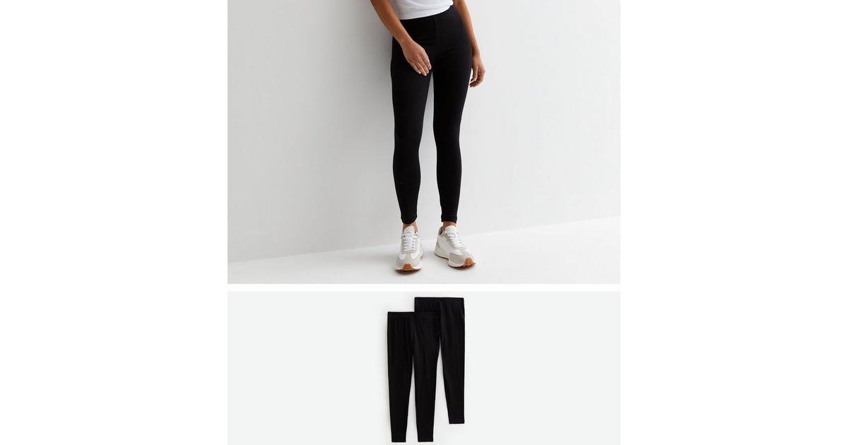 Petite 2 Pack Black High Waist Leggings New Look
