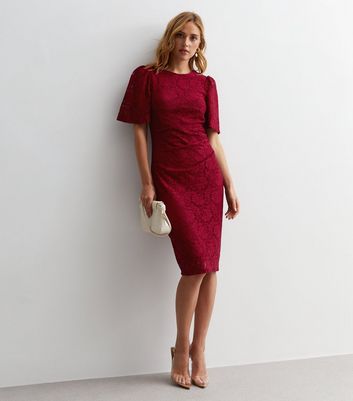 Deep red lace on sale dress