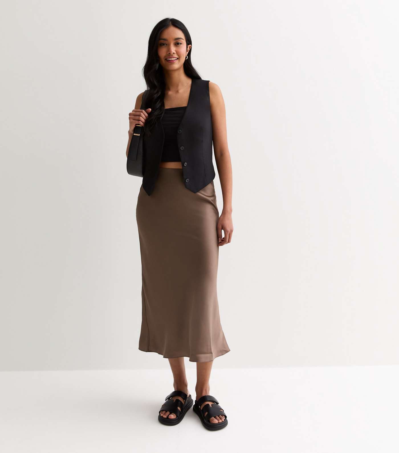 Mink Satin Midi Skirt Image 3