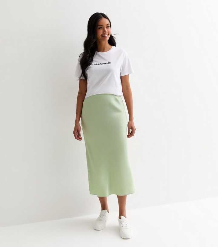Satin Skirt Outfit Neon Green Midi Skirt Bodycon Skirt Lime Green